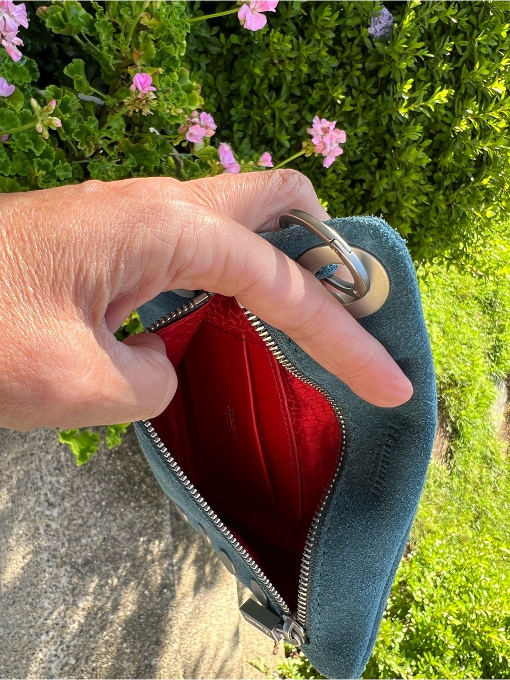 Hammitt Small Nash Blue Suede Wristlet/crossbody - Picture 4 of 8